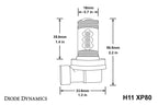 Diode Dynamics H11 XP80 LED - Cool - White Set of 4