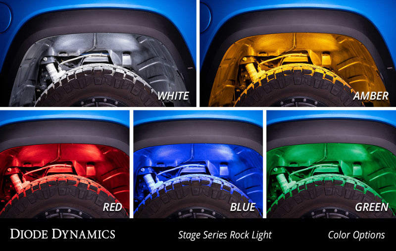 Diode Dynamics Stage Series Single Color LED Rock Light - Blue M8 (2-pack)
