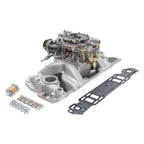 Edelbrock Manifold And Carb Kit Performer Air-Gap Small Block Chevrolet 1957-1986 Natural Finish