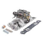 Edelbrock Manifold And Carb Kit Performer Air-Gap Small Block Chevrolet 1957-1986 Natural Finish