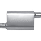 Gibson MWA Superflow Offset/Offset Oval Muffler - 4x9x14in/3in Inlet/3in Outlet - Stainless Gibson Muffler
