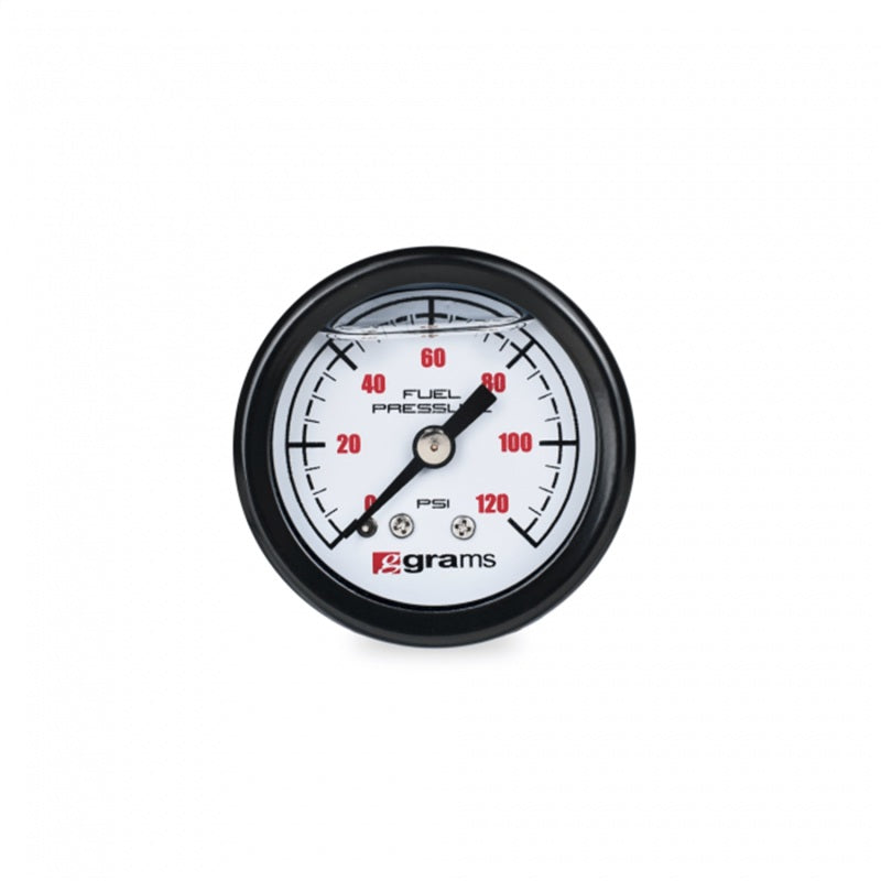 Grams Performance Universal 0-120 PSI Fuel Pressure Guage - White Face Grams Performance Fuel Pressure Regulators