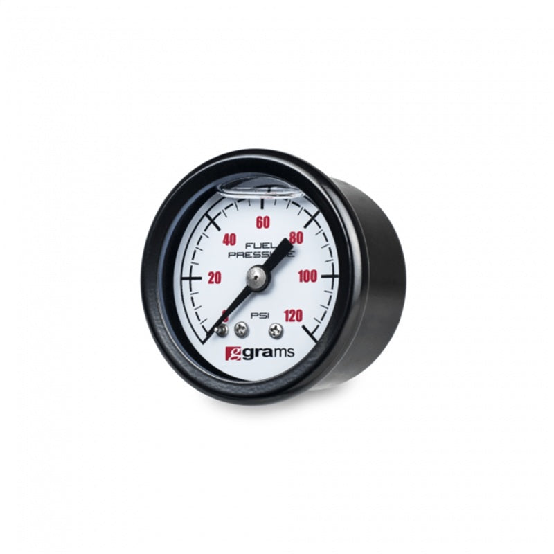 Grams Performance Universal 0-120 PSI Fuel Pressure Guage - White Face Grams Performance Fuel Pressure Regulators