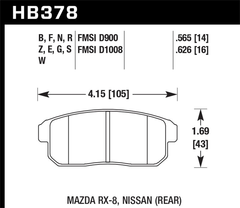 Hawk 03-07 RX8 Blue 9012 Race Rear Brake Pads D1008