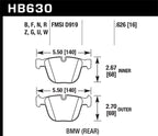 Hawk 04-10 BMW 535i/545i/550i / 04-10 645Ci/650i/02-09 745i/745Li/750 Perf Ceramic Street Brake Pads