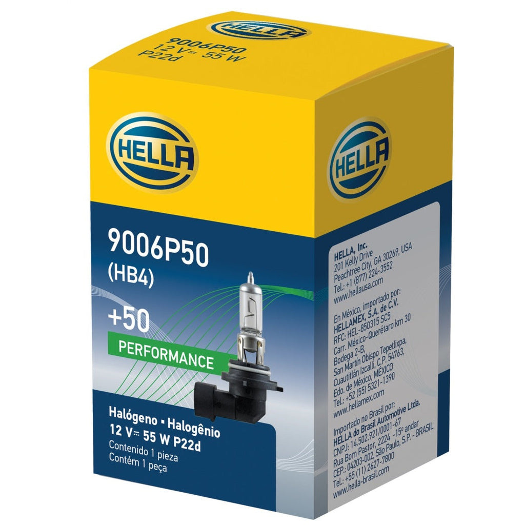 Hella Bulb 9006 12V 55W P22D T4 +50 Hella Bulbs