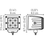 Hella HVF Cube 4 LED Off Road Kit - 3.1in 12W Spot Beam Hella Light Bars & Cubes