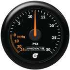 Innovate MTX Analog 30 PSI Vacuum/Boost Gauge Kit - Black Faceplate Innovate Motorsports Gauges