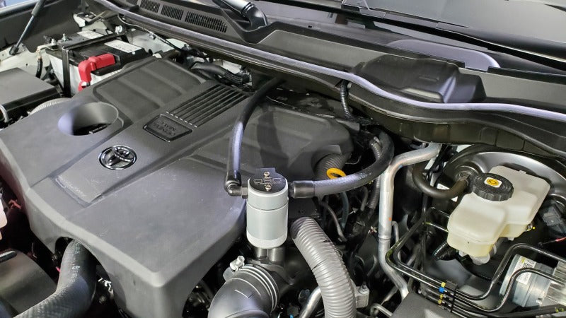 J&amp;L 22-25 Toyota Tundra, 23-25 Sequoia 3.5L Turbo Oil Separator 3.0 Driver Side - Clear Anodized
