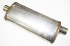 JBA Universal Straight-Through Style 304SS Muffler 18x8x5 2.5in Inlet Diameter Offset/Center