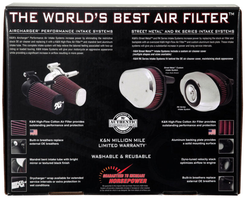 K&N 08-10 Harley-Davidson Touring Models Performance Intake Kit - Bright Aluminized