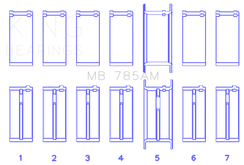 King Engine Bearings Ford 200 3.3L 12V (Size +0.30) Main Bearing Set