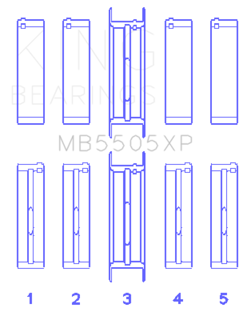 King Engine Bearings Ford V8 351ci 5.8L / 400ci 6.6L 16V (Size .001) Main Bearing Set