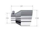 MBRP Universal T304 Stainless Steel Tip, 3in ID / 5in OD Out / 6.5in Length / Angle Cut  Single Wall
