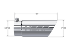 MBRP Universal Tip 3in O.D. Dual Wall Angled 4 inlet 10 length