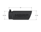MBRP Universal Tip 4 O.D. Angled Rolled End 3.5 inlet 10 length- Black Finish