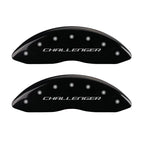MGP 4 Caliper Covers Engraved Front Block/Challenger Engraved Rear Vintage Style/RT Blk fnsh slvr ch