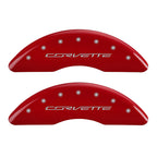 MGP 4 Caliper Covers Engraved Front Corvette C7 Engraved Rear Z51/2015 Red finish silver ch