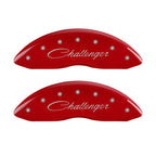 MGP 4 Caliper Covers Engraved Front Cursive/Challenger Engraved Rear RT Red finish silver ch