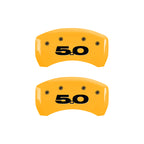 MGP 4 Caliper Covers Engraved Front Mustang Engraved Rear 50 Yellow finish black ch