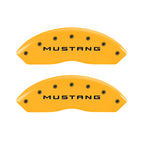 MGP 4 Caliper Covers Engraved Front Mustang Engraved Rear Bar & Pony Yellow finish black ch