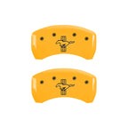 MGP 4 Caliper Covers Engraved Front Mustang Engraved Rear Bar & Pony Yellow finish black ch
