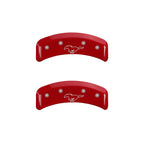 MGP 4 Caliper Covers Engraved Front Mustang Engraved Rear Pony Red finish silver ch