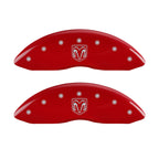 MGP 4 Caliper Covers Engraved Front RAM Engraved Rear RAMHEAD Red finish silver ch