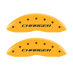 MGP 4 Caliper Covers Engraved Front & Rear Block/Charger Yellow finish black ch