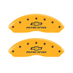 MGP 4 Caliper Covers Engraved Front & Rear Chevy Racing Yellow Power Coat Finish Black Characters