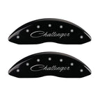 MGP 4 Caliper Covers Engraved Front & Rear Cursive/Challenger Black finish silver ch