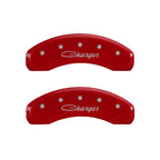MGP 4 Caliper Covers Engraved Front & Rear Cursive/Charger Yellow finish black ch
