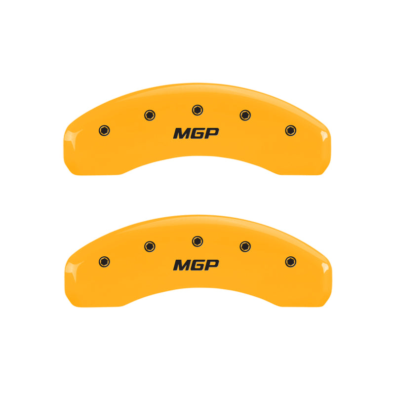 MGP 4 Caliper Covers Engraved Front & Rear MGP Yellow Finish Black Char 2009 Ford Expedition