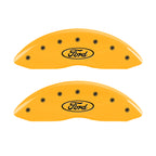 MGP 4 Caliper Covers Engraved Front & Rear Oval Logo/Ford Yellow Finish Black Char 2009 Ford F-150
