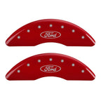 MGP 4 Caliper Covers Engraved Front & Rear Oval logo/Ford Red finish silver ch