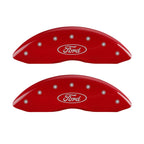 MGP 4 Caliper Covers Engraved Front & Rear Oval logo/Ford Red finish silver ch