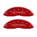 MGP 4 Caliper Covers Engraved Front & Rear Raptor Red finish silver ch