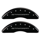 MGP 4 Caliper Covers Engraved Front & Rear Stingray Black finish silver ch
