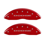 MGP 4 Caliper Covers Engraved Front & Rear With out stripes/Dodge Red finish silver ch