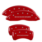 MGP 4 Caliper Covers Engraved Front & Rear With out stripes/Dodge Red finish silver ch