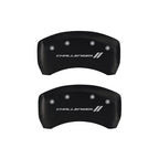 MGP 4 Caliper Covers Engraved Front & Rear With stripes/Challenger Red finish silver ch