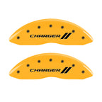 MGP 4 Caliper Covers Engraved Front & Rear With stripes/Charger Yellow finish black ch