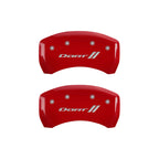 MGP 4 Caliper Covers Engraved Front & Rear With stripes/Dart Red finish silver ch
