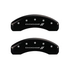MGP 4 Caliper Covers Engraved Front & Rear With stripes/Dodge Black finish silver ch