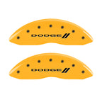 MGP 4 Caliper Covers Engraved Front & Rear With stripes/Dodge Yellow finish black ch