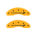 MGP 4 Caliper Covers Engraved Front & Rear With stripes/Dodge Yellow finish black ch