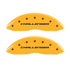 MGP 4 Caliper Covers Engrvd Front Block/Challenger Engrvd Rear Vintage Style/RT Yellow fnsh Blk ch