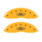 MGP Front set 2 Caliper Covers Engraved Front Oval logo/Ford Yellow finish black ch