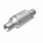 MagnaFlow Univ Conv 2in In/Out Ctr/Ctr Round 9in Body L x 5.125in W x 13in Overall L Single O2 Port