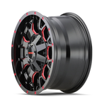 Mayhem 8015 Warrior 18x9 / 6x135 BP / 18mm Offset / 106mm Hub Black w/ Prism Red Wheel